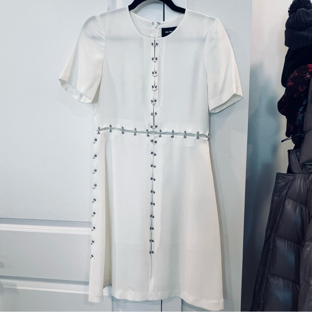 The Kooples natural metallic ring crepe dress size XS